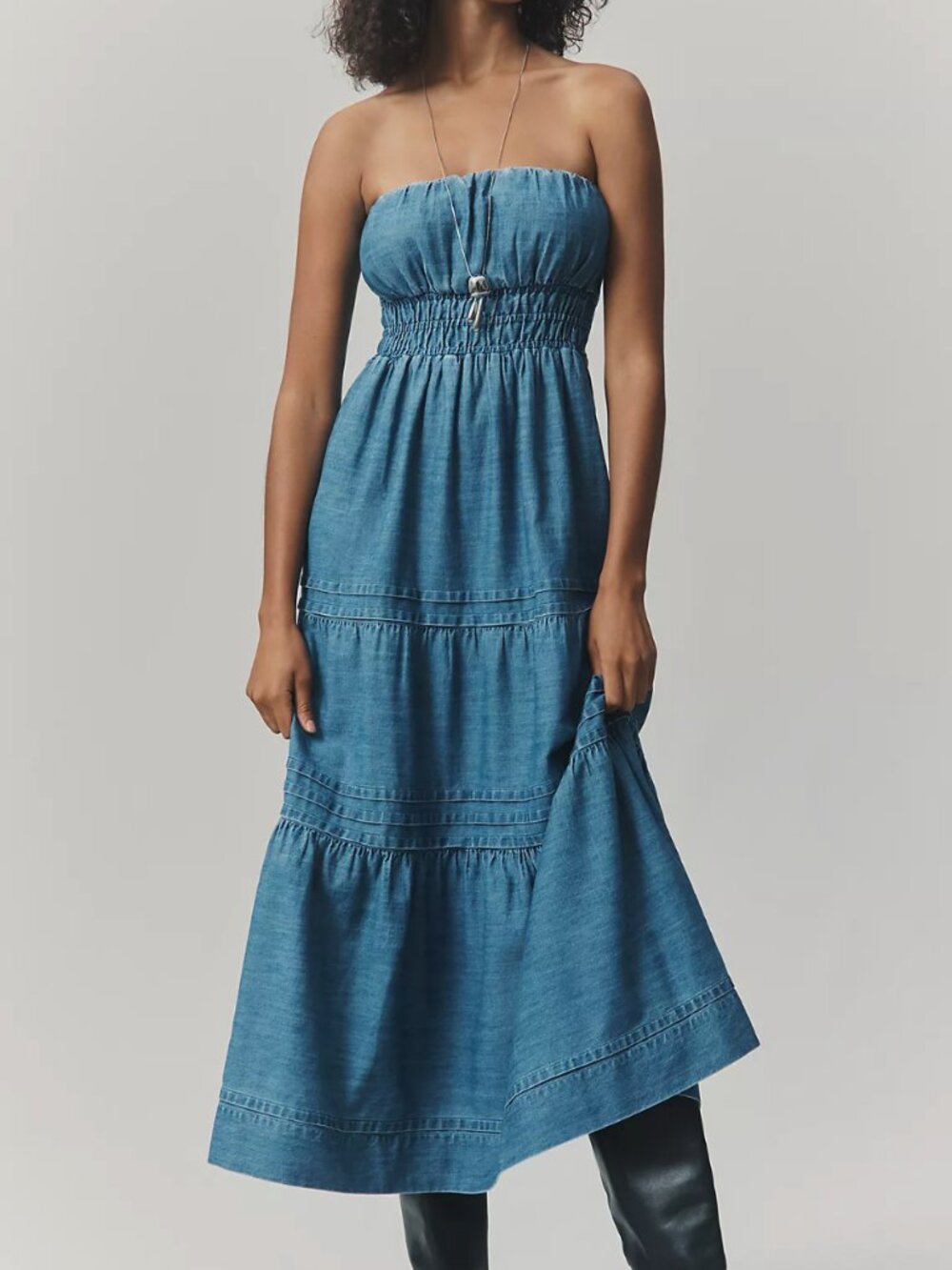 Anthropologie XL The Somerset Strapless Denim Maxi Dress